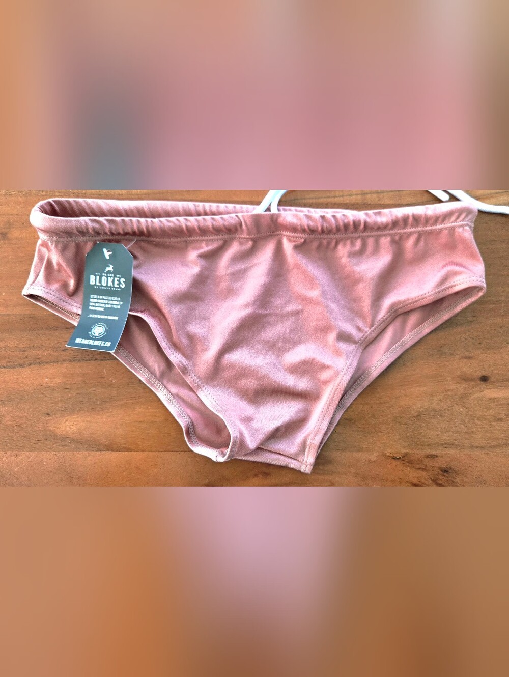 Men's Soft Satin Bikini Briefs in Dusty Rose
